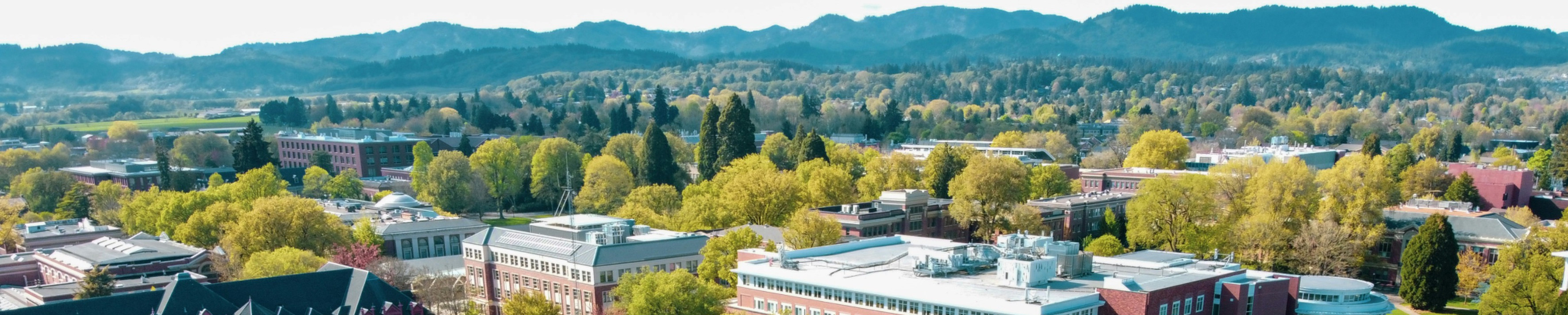 A bird's-eye view of the Oregon State University campus in Corvallis, Oregon